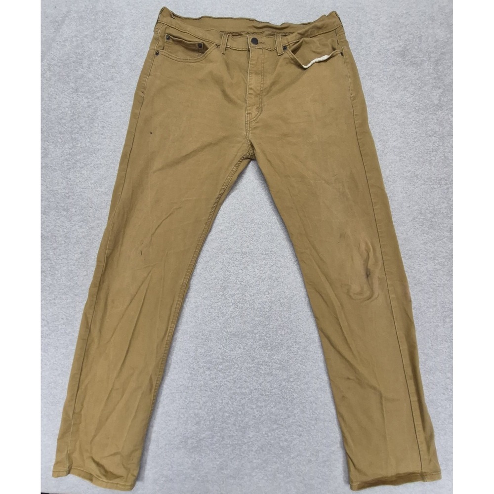 Levi's 505 Regular Fit Straight Leg Jeans Men's 36x34 Beige Khaki Tan Denim